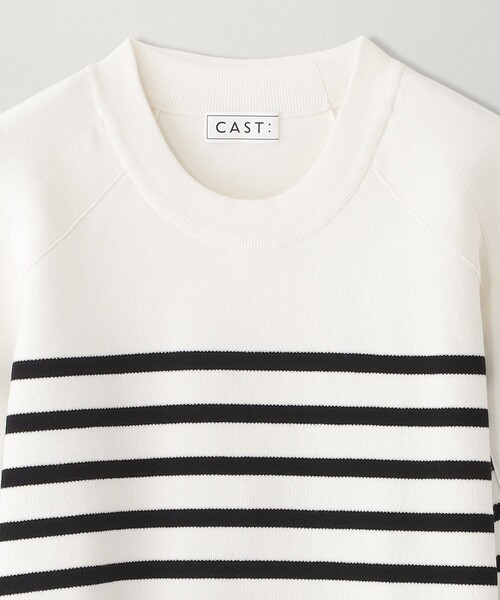 CAST:（キャストコロン）の「【1枚で着映える】ボーダーデザインニット（ニット/セーター・レディース・ブラック/ホワイト・M）」の6枚目の写真