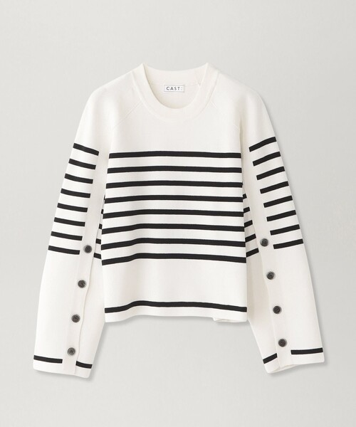 CAST:（キャストコロン）の「【1枚で着映える】ボーダーデザインニット（ニット/セーター・レディース・ブラック/ホワイト・M）」の11枚目の写真