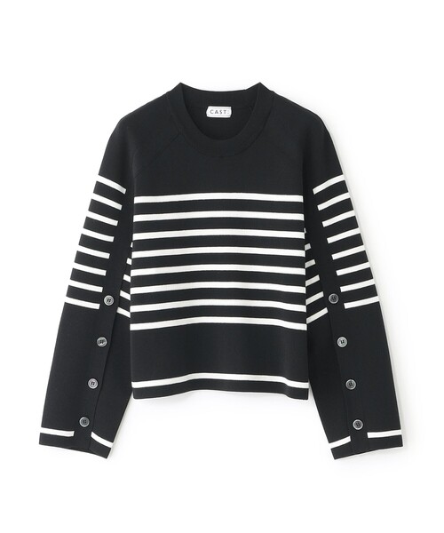 CAST:（キャストコロン）の「【1枚で着映える】ボーダーデザインニット（ニット/セーター・レディース・ブラック/ホワイト・M）」の12枚目の写真