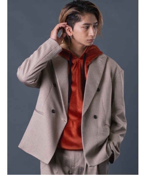 REGIEVO（レジエボ）の「Wブレストビッグシルエットジャケット（テーラードジャケット・メンズ・ベージュ/グレー・MEDIUM/LARGE/X-LARGE）」の2枚目の写真