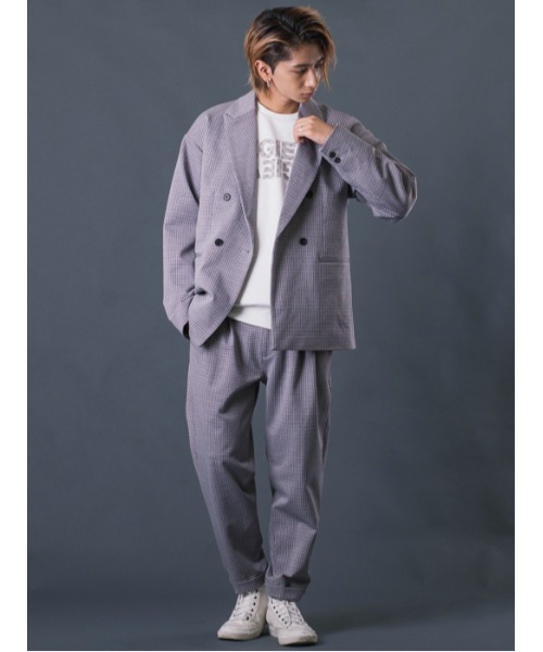 REGIEVO（レジエボ）の「Wブレストビッグシルエットジャケット（テーラードジャケット・メンズ・ベージュ/グレー・MEDIUM/LARGE/X-LARGE）」の9枚目の写真