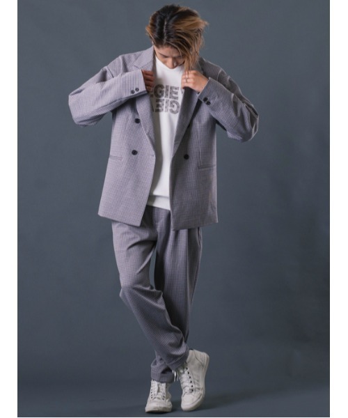 REGIEVO（レジエボ）の「Wブレストビッグシルエットジャケット（テーラードジャケット・メンズ・ベージュ/グレー・MEDIUM/LARGE/X-LARGE）」の10枚目の写真