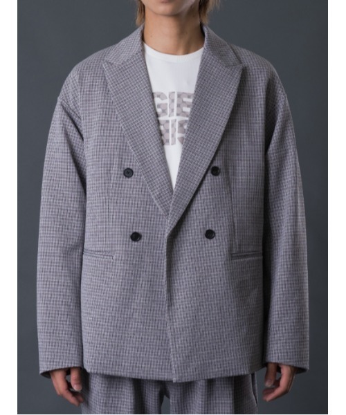 REGIEVO（レジエボ）の「Wブレストビッグシルエットジャケット（テーラードジャケット・メンズ・ベージュ/グレー・MEDIUM/LARGE/X-LARGE）」の15枚目の写真