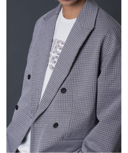 REGIEVO（レジエボ）の「Wブレストビッグシルエットジャケット（テーラードジャケット・メンズ・ベージュ/グレー・MEDIUM/LARGE/X-LARGE）」の20枚目の写真