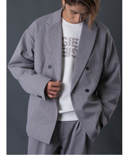 REGIEVO（レジエボ）の「Wブレストビッグシルエットジャケット（テーラードジャケット・メンズ・ベージュ/グレー・MEDIUM/LARGE/X-LARGE）」の21枚目の写真