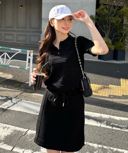 セール】［ 岡部あゆみさんコラボ ］ リップルボーダーニット