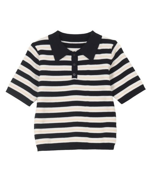 セール】［ 岡部あゆみさんコラボ ］ リップルボーダーニット