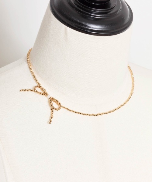 NOELA（ノエラ）の「ビーズリボンネックレス（ネックレス・レディース・ピンク/シルバー/ゴールド・フリー）」の3枚目の写真