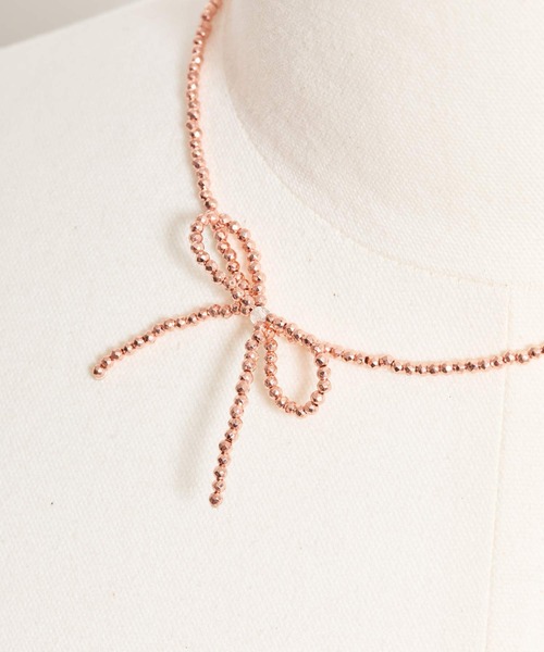 NOELA（ノエラ）の「ビーズリボンネックレス（ネックレス・レディース・ピンク/シルバー/ゴールド・フリー）」の5枚目の写真