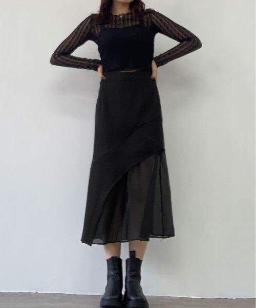 kirakiraShop(キラキラショップ)の「アシメシアー切り替え マーメイド スカート(スカート・レディース・ブラック・S/L)」の4枚目の写真