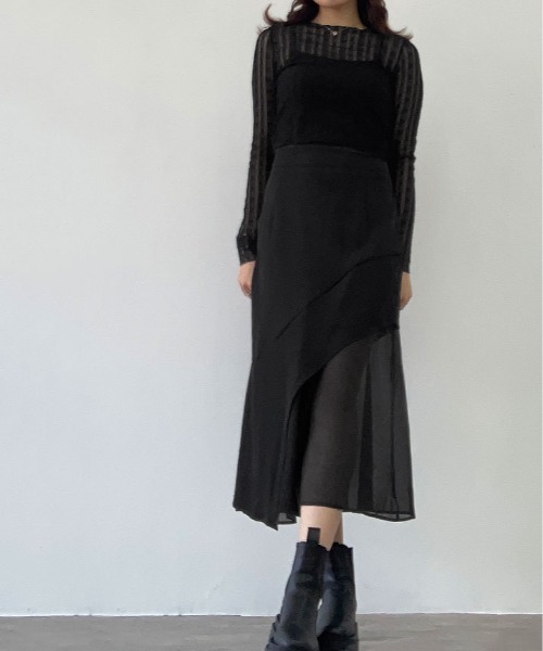 kirakiraShop(キラキラショップ)の「アシメシアー切り替え マーメイド スカート(スカート・レディース・ブラック・S/L)」の5枚目の写真