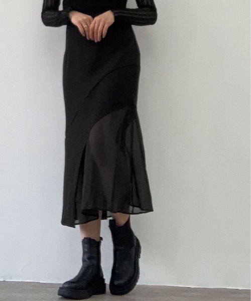 kirakiraShop(キラキラショップ)の「アシメシアー切り替え マーメイド スカート(スカート・レディース・ブラック・S/L)」の6枚目の写真