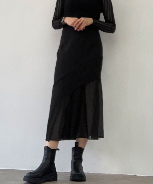 kirakiraShop(キラキラショップ)の「アシメシアー切り替え マーメイド スカート(スカート・レディース・ブラック・S/L)」の7枚目の写真