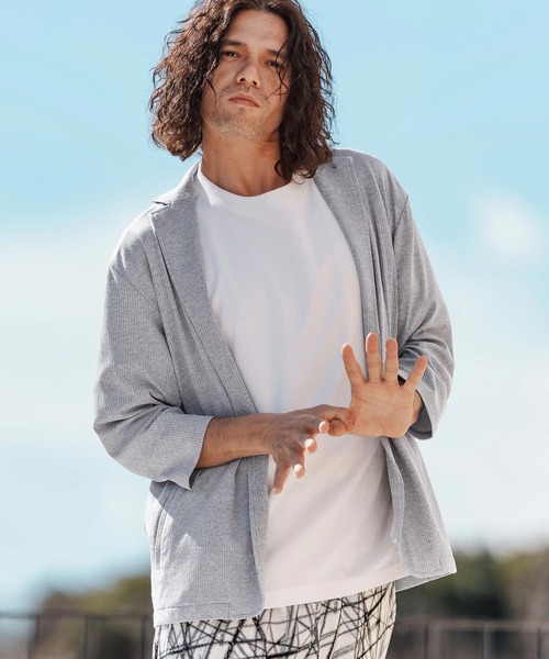 CAMBIO（カンビオ）の「mj10579-針立ニット7分袖テーラードジャケット（テーラードジャケット・メンズ・ブラック/杢グレー・M/L/XL）」の3枚目の写真