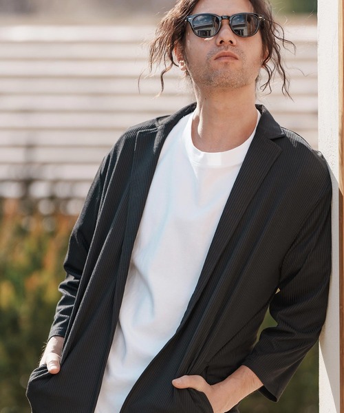 CAMBIO（カンビオ）の「mj10579-針立ニット7分袖テーラードジャケット（テーラードジャケット・メンズ・ブラック/杢グレー・M/L/XL）」の12枚目の写真