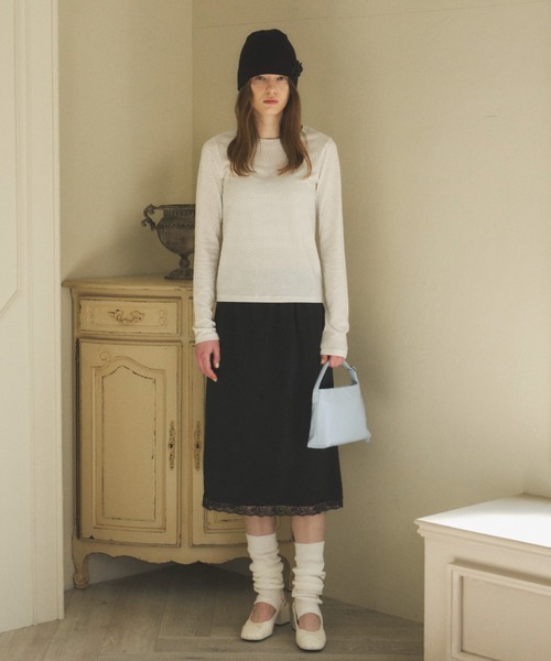 GIUNON(ジウノン)の「mini dot long t-shirt / ミニドットロンT(Tシャツ/カットソー・レディース・ホワイト/ブラック/グレー・FREE)」の4枚目の写真