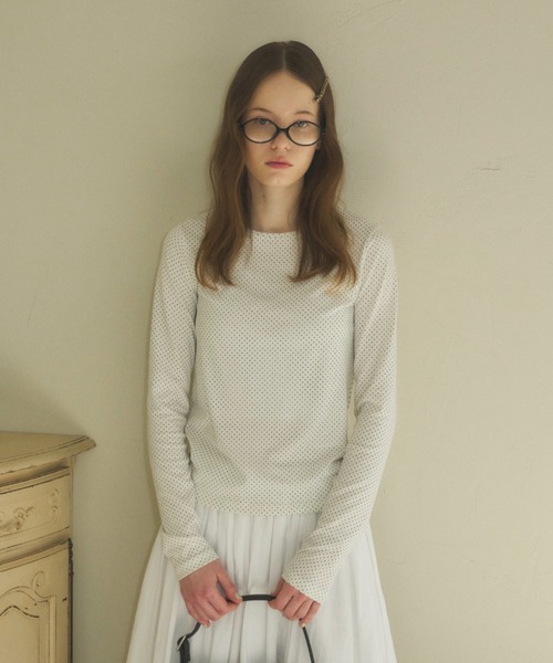 GIUNON(ジウノン)の「mini dot long t-shirt / ミニドットロンT(Tシャツ/カットソー・レディース・ホワイト/ブラック/グレー・FREE)」の12枚目の写真