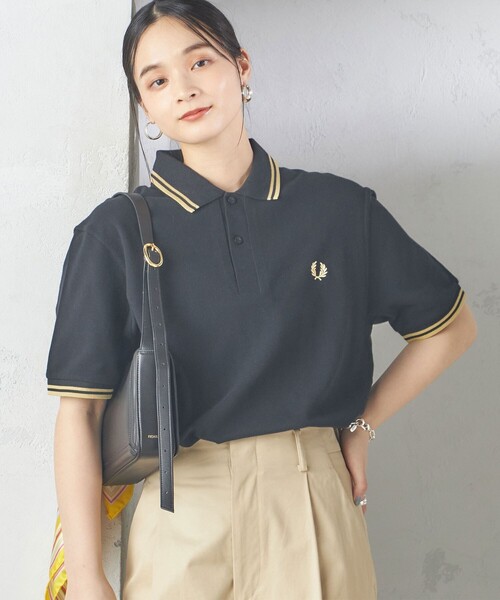 FRED PERRY レディース ブラック ポロシャツ UK 10 FRED PERRY ブラックポロシャツ UK 10