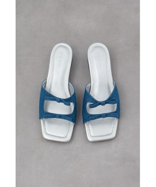 AZUL by moussy（アズールバイマウジー）の「ダブルリボンスクエアトゥサンダル（サンダル・レディース・ブラック/ブルー/シルバー・SMALL/MEDIUM/LARGE/LL）」の14枚目の写真