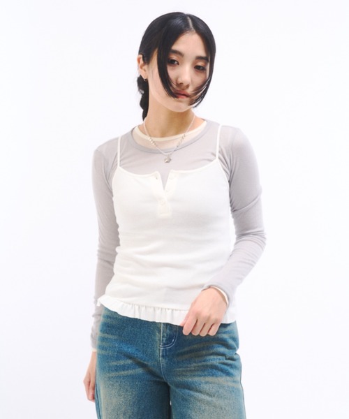 FEKETE（フェケテ）の「FRILL CAMISOLE  / フリルキャミソール（キャミソール・レディース・アイボリー/ブラック・FREE）」の12枚目の写真