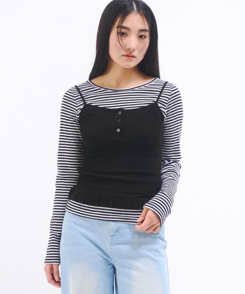 FEKETE（フェケテ）の「FRILL CAMISOLE  / フリルキャミソール（キャミソール・レディース・アイボリー/ブラック・FREE）」の3枚目の写真