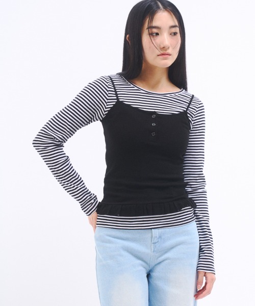 FEKETE（フェケテ）の「FRILL CAMISOLE  / フリルキャミソール（キャミソール・レディース・アイボリー/ブラック・FREE）」の5枚目の写真