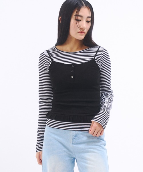 FEKETE（フェケテ）の「FRILL CAMISOLE  / フリルキャミソール（キャミソール・レディース・アイボリー/ブラック・FREE）」の6枚目の写真