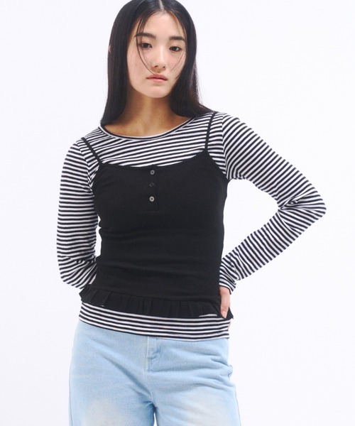 FEKETE（フェケテ）の「FRILL CAMISOLE  / フリルキャミソール（キャミソール・レディース・アイボリー/ブラック・FREE）」の7枚目の写真