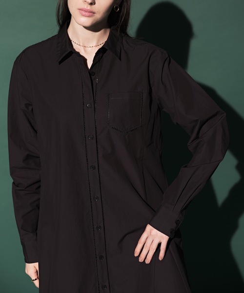 CIEL'AIR（シエルエアー）の「Ladder Race Shirt Dress（シャツワンピース・レディース・アイボリー/ブラック・MEDIUM/LARGE）」の16枚目の写真