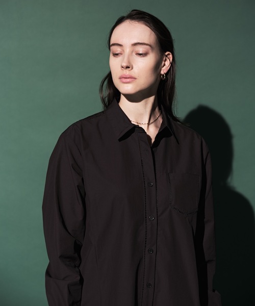 CIEL'AIR（シエルエアー）の「Ladder Race Shirt Dress（シャツワンピース・レディース・アイボリー/ブラック・MEDIUM/LARGE）」の15枚目の写真