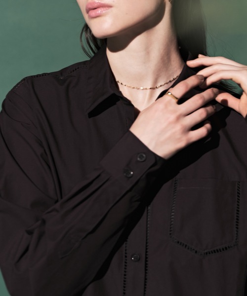 CIEL'AIR（シエルエアー）の「Ladder Race Shirt Dress（シャツワンピース・レディース・アイボリー/ブラック・MEDIUM/LARGE）」の13枚目の写真