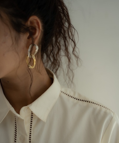 CIEL'AIR（シエルエアー）の「Ladder Race Shirt Dress（シャツワンピース・レディース・アイボリー/ブラック・MEDIUM/LARGE）」の5枚目の写真