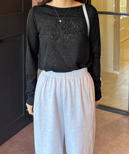 LE MORE(リモア)の「スラブシアートップス(Tシャツ/カットソー・レディース・グレー/ブラック/ホワイト/イエロー・FREE)」の1枚目の写真