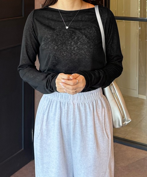 LE MORE(リモア)の「スラブシアートップス(Tシャツ/カットソー・レディース・グレー/ブラック/ホワイト/イエロー・FREE)」の5枚目の写真