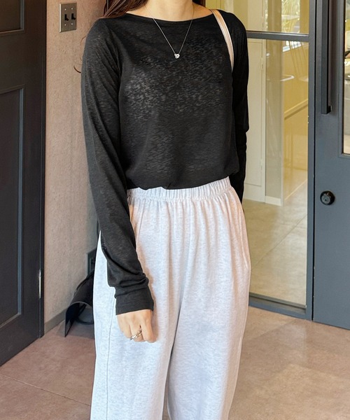 LE MORE(リモア)の「スラブシアートップス(Tシャツ/カットソー・レディース・グレー/ブラック/ホワイト/イエロー・FREE)」の6枚目の写真