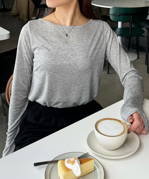 LE MORE(リモア)の「スラブシアートップス(Tシャツ/カットソー・レディース・グレー/ブラック/ホワイト/イエロー・FREE)」の9枚目の写真