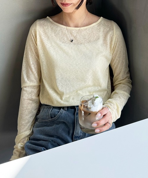 LE MORE(リモア)の「スラブシアートップス(Tシャツ/カットソー・レディース・グレー/ブラック/ホワイト/イエロー・FREE)」の17枚目の写真