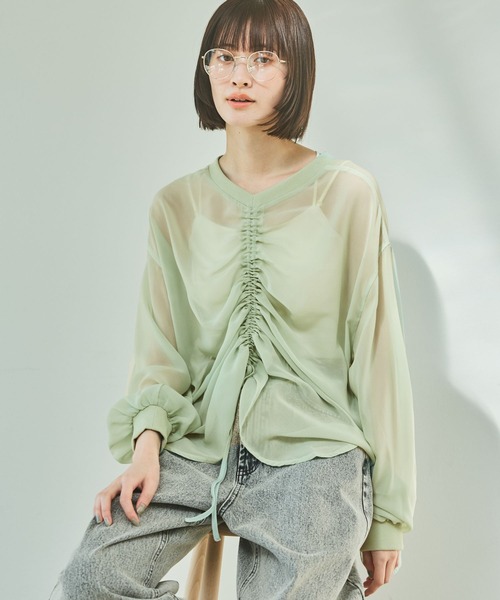 LAKOLE（ラコレ）の「2WAYシアードロストプルオーバー / 322603（シャツ/ブラウス・レディース・ミント/ブラック/アイボリー/グレー・FREE）」の4枚目の写真