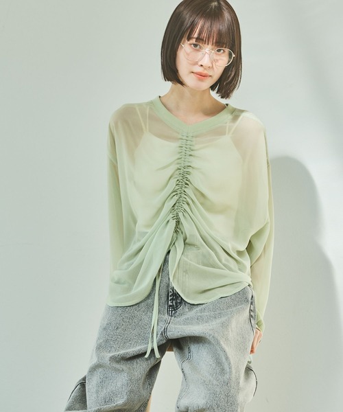 LAKOLE（ラコレ）の「2WAYシアードロストプルオーバー / 322603（シャツ/ブラウス・レディース・ミント/ブラック/アイボリー/グレー・FREE）」の8枚目の写真