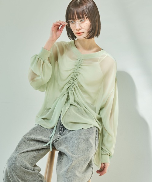 LAKOLE（ラコレ）の「2WAYシアードロストプルオーバー / 322603（シャツ/ブラウス・レディース・ミント/ブラック/アイボリー/グレー・FREE）」の9枚目の写真