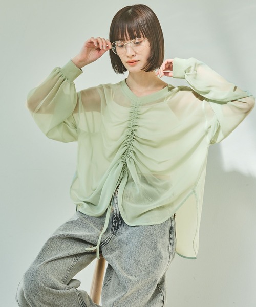 LAKOLE（ラコレ）の「2WAYシアードロストプルオーバー / 322603（シャツ/ブラウス・レディース・ミント/ブラック/アイボリー/グレー・FREE）」の10枚目の写真