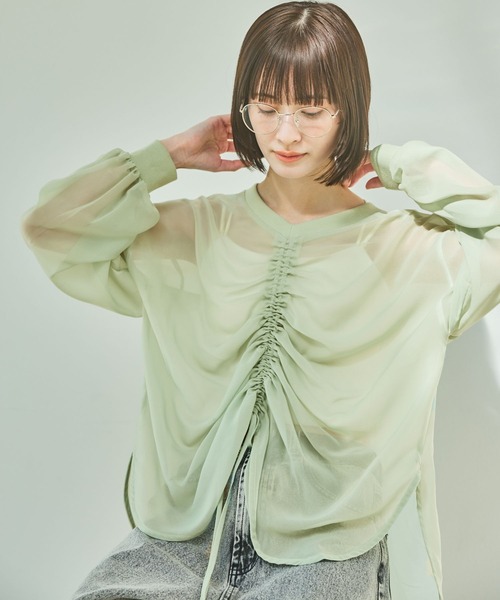 LAKOLE（ラコレ）の「2WAYシアードロストプルオーバー / 322603（シャツ/ブラウス・レディース・ミント/ブラック/アイボリー/グレー・FREE）」の11枚目の写真