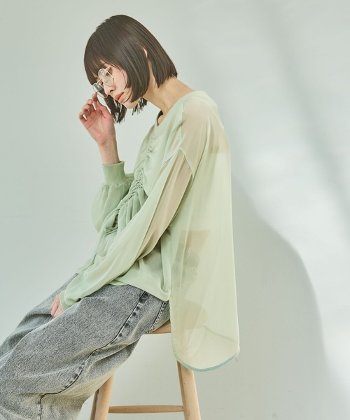 LAKOLE（ラコレ）の「2WAYシアードロストプルオーバー / 322603（シャツ/ブラウス・レディース・ミント/ブラック/アイボリー/グレー・FREE）」の14枚目の写真