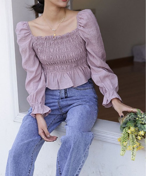 &soiree(アンドソワレ)の「【 &soiree】ワッシャーシャーリングブラウス(CP)(シャツ/ブラウス・レディース・Black/ラベンダー・M)」の11枚目の写真