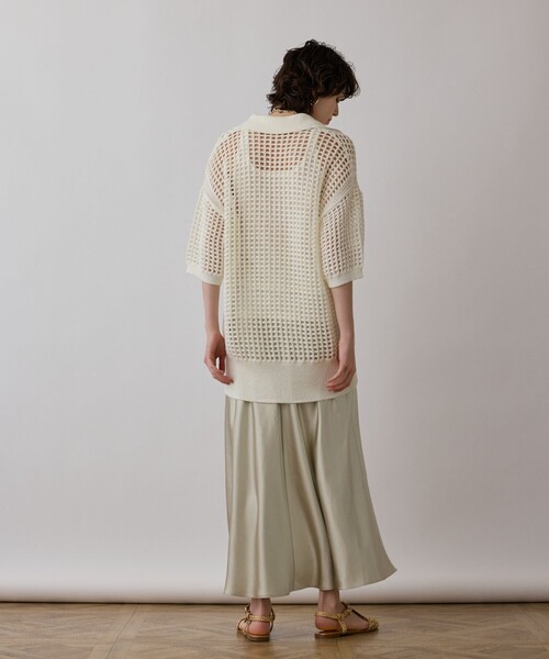 GRACE CONTINENTAL（グレースコンチネンタル）の「メッシュスキッパーニットカーディガン（カーディガン/ボレロ・レディース・イエロー/キャメル/ホワイト・36）」の5枚目の写真