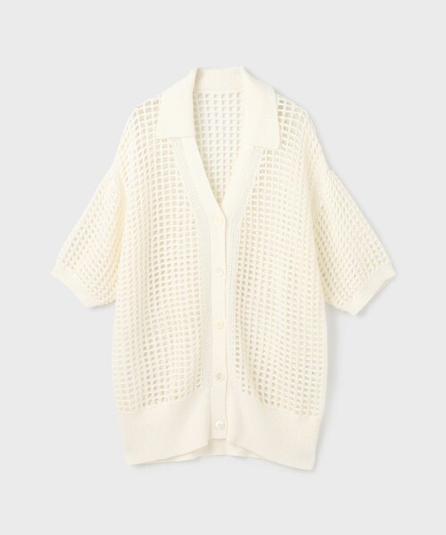 GRACE CONTINENTAL（グレースコンチネンタル）の「メッシュスキッパーニットカーディガン（カーディガン/ボレロ・レディース・イエロー/キャメル/ホワイト・36）」の9枚目の写真