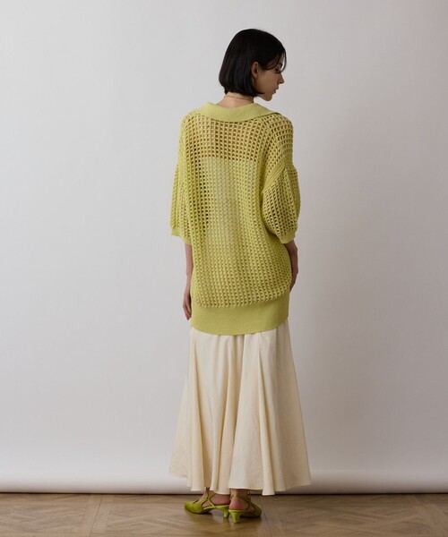 GRACE CONTINENTAL（グレースコンチネンタル）の「メッシュスキッパーニットカーディガン（カーディガン/ボレロ・レディース・イエロー/キャメル/ホワイト・36）」の13枚目の写真