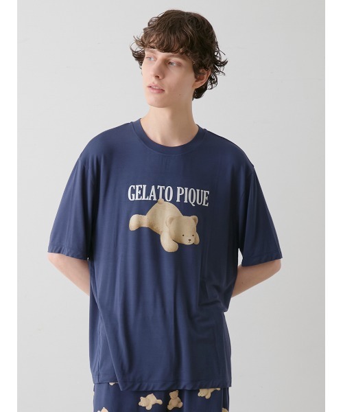 接触冷感ベアワンポイントTシャツ＆ショートパンツセット レディース　ジェラピケ セール】【ONLINE限定】【接触冷感】ベアワンポイントTシャツ