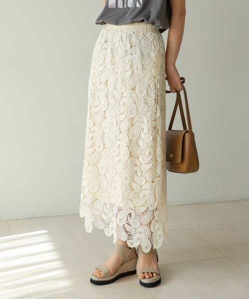 Bou Jeloud（ブージュルード）の「ケミカルレーススカート（スカート・レディース・オフホワイト/ブラック・38）」の17枚目の写真