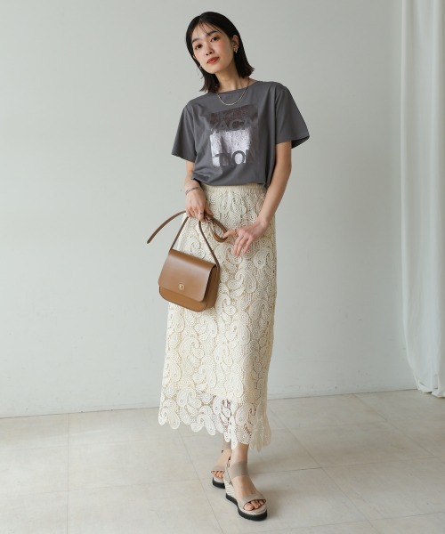 Bou Jeloud（ブージュルード）の「ケミカルレーススカート（スカート・レディース・オフホワイト/ブラック・38）」の18枚目の写真